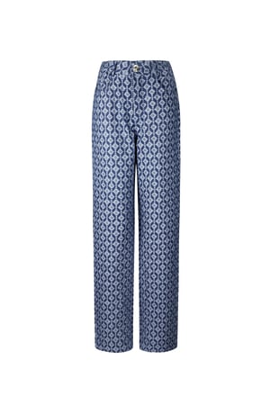 Cotton Woven Women's Straight Leg Pants Geometric Pattern h5 