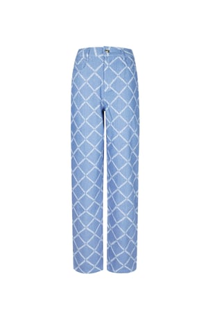 Baumwolle Gewebte Damen Gerade Hose Karo Casual h5 