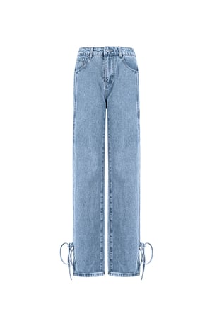 Pamuklu Örgü Kadın Doğru Bacaklı Kot Pantolon Kasual Bağlama Detay h5