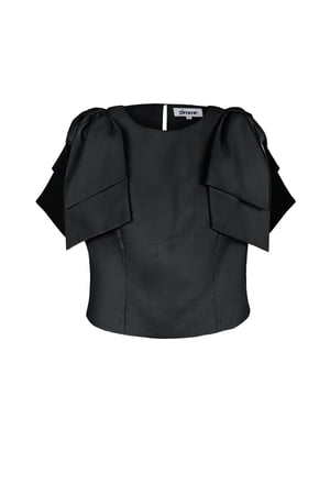 Poliester Kadın Kısa Kollu Üst Omuzlarda Fırfır Tasarım h5 