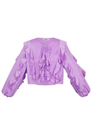 Polyester Women's Long Sleeve Top Ruffled Front Tie h5 