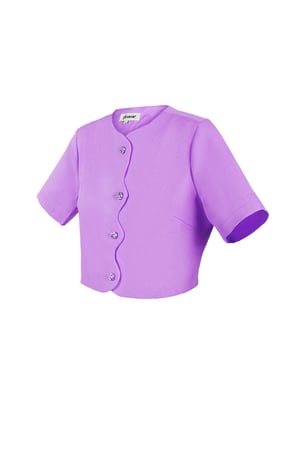 Polyester Women's Short Sleeve Top Cropped Style Buttoned Front h5 Picture5