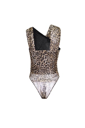 Knitted Polyester Fiber Women's Bodysuit Leopard Print Sporty h5 Picture6