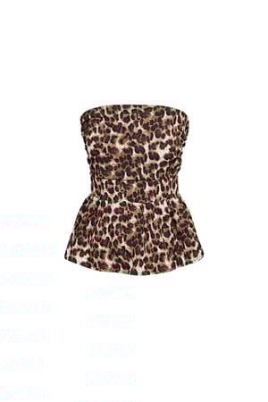 Polyester Women's Strapless Top Leopard Print Peplum Design h5 