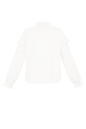 Blouse Manches Longues Femme Polyester Volants Col V h5 Image9