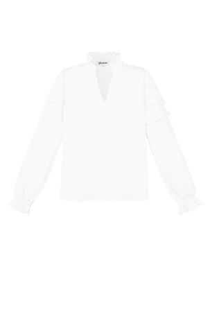 Polyester Women's Long Sleeve Top Ruffled V-Neck h5 