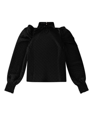 Polyester Femme Haut Manches Longues Puff Sleeve Col Montant h5 Image8