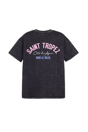 Pamuk Kadın T-shirt Oversized Saint Tropez Baskı h5 Resim6
