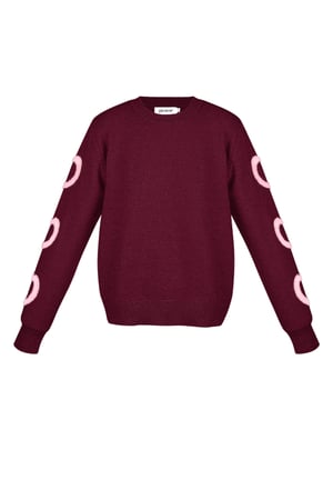 Knitted Wool Blend Women's Crewneck Sweater Heart Pattern Design h5 