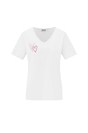 Cotton Women's V-Neck T-Shirt Embroidered Heart Design h5