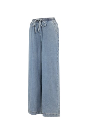 Coton Tissé Pantalon Large Femme Style Sportif Couleur Unie h5 Image2