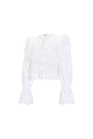 Cotton Woven Women's Long Sleeve Top Casual Cutout h5 Picture2