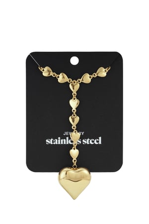 Collares largos de acero inoxidable con forma de corazón, estilo casual, diario, serie sencilla, joyería para mujer. h5 Imagen5