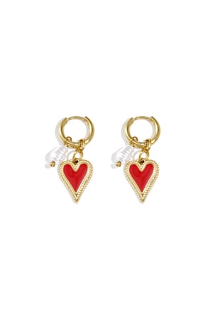 Earrings with hanging heart and pearl h5 