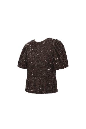 Woven Polyester Fiber Women's Short Sleeve Tops Elegant Sequins h5 Picture2