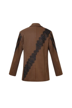 Tissu Polyester Fibre Ensemble de Costume Femme Élégant Rayures Panneau Dentelle h5 Image3