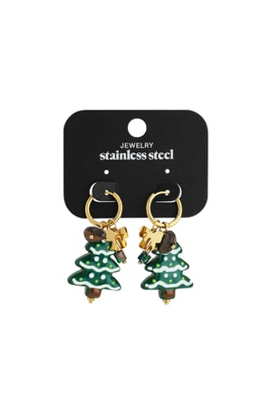 Pendientes colgantes de acero inoxidable con diseño de planta, serie navideña informal y sencilla, joyería para mujer. h5 Imagen5