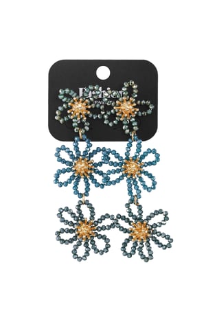 Boucles d’oreilles de déclaration de fête de fleurs - orange/violet h5 Image3