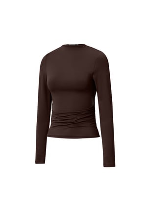 Camisa de Manga Larga para Mujer de Nylon Tejido Básica Color Sólido h5 Imagen2