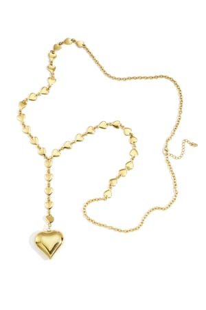 Collares largos de acero inoxidable con forma de corazón, estilo casual, diario, serie sencilla, joyería para mujer. h5