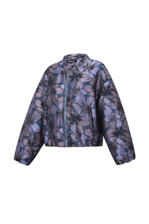 Tessuto Fibra di Poliestere Giacca Bomber Donna Casual Stampa Fiorita h5 Immagine2