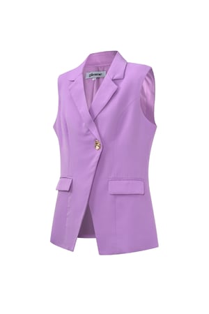 Woven Polyester Fiber Women's Sleeveless Blazer Casual Asymmetric Design h5 Picture2