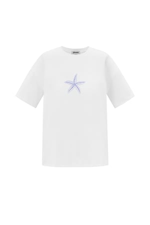 Cotton Women's T-shirt Casual Embroidered Starfish h5 