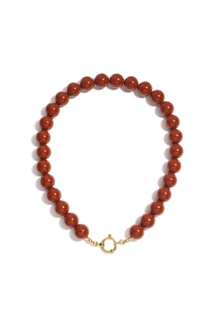 Halskette mit großen Perlen und Vorderverschluss-15mm h5 