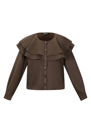 Woven Polyester Fiber Donna Blusa Elegant Ruffle Trim h5 Immagine12