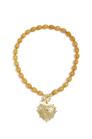 Bead necklace with front closure charm h5 