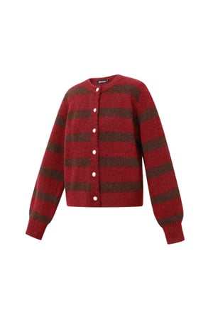 Knitted Polyester Fiber Women's Cardigan Casual Stripes h5 Picture2