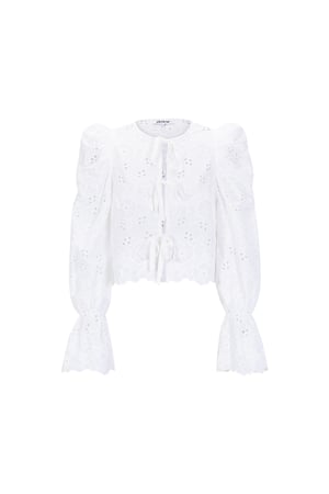 Cotton Woven Women's Long Sleeve Top Casual Cutout h5