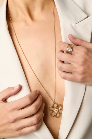 Stainless Steel Long Necklaces Flower Casual Daily Simple Series Women's jewelry h5 Picture2