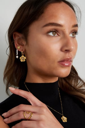 ball necklace with flower pendant and pearl h5 Picture4