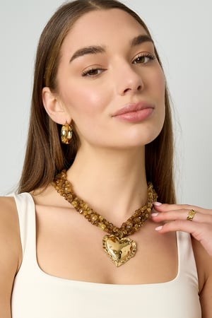 Linked bead necklaces with hanging heart h5 Picture2