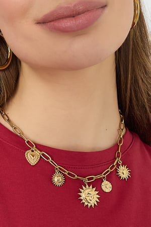 Necklace with sun and heart charms h5 Picture3