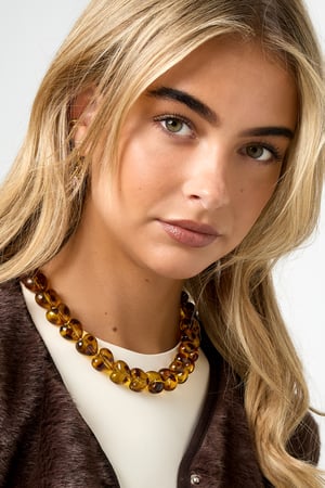 Collane con perline in acrilico, stampa leopardata, retrò, serie classica quotidiana, gioielli da donna h5 Immagine2