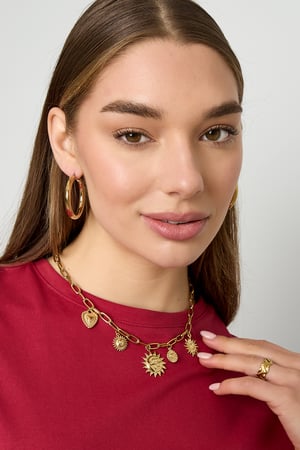 Necklace with sun and heart charms h5 Picture2