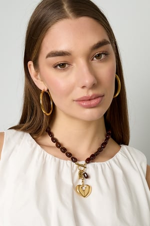 Squoval beaded necklace hanging heart h5 Picture2