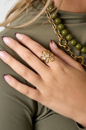 Stainless Steel Statement Rings Flower Casual Daily Simple Series Women's jewelry h5 Picture3