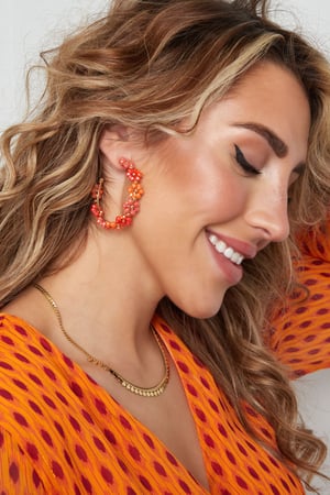 Earrings flowers large - salmon/purple Metal h5 Picture3