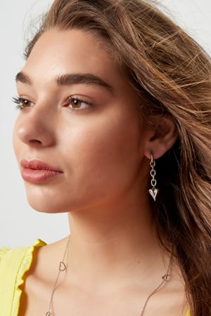 Earrings link & heart - Gold Color Stainless Steel h5 Picture3