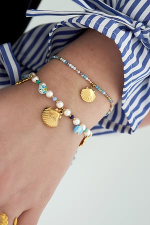 pulsera de conchas de colores - Color dorado azul h5 Imagen2