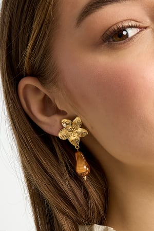 Flower earrings with organic bead h5 Picture4