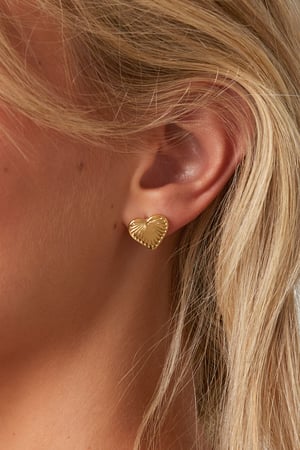 Orecchini a bottone in acciaio inossidabile a forma di cuore, serie Daily Daily Simple, gioielli da donna h5 Immagine2