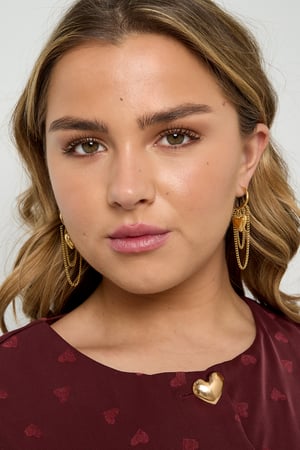 Hoop earrings with hanging chains and heart h5 Picture2