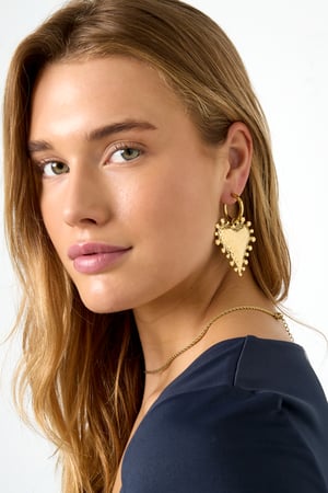 Orecchini pendenti in acciaio inossidabile a forma di cuore, casual, quotidiani, semplici, da donna h5 Immagine2