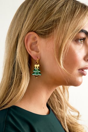 Pendientes colgantes de acero inoxidable con diseño de planta, serie navideña informal y sencilla, joyería para mujer. h5 Imagen3