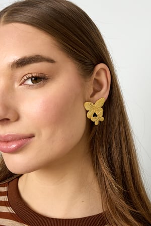 Pendientes colgantes de acero inoxidable con diseño de mariposa, serie casual, para uso diario, joyería para mujer. h5 Imagen4