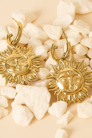 Orecchini pendenti in acciaio inossidabile, stile casual, semplici, da donna, serie "sole" h5 Immagine2